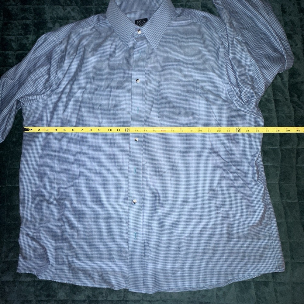 Jos A Bank Men's XXL Blue Checked Long Sleeve Shirt Travelers Collection - Picture 3 of 6